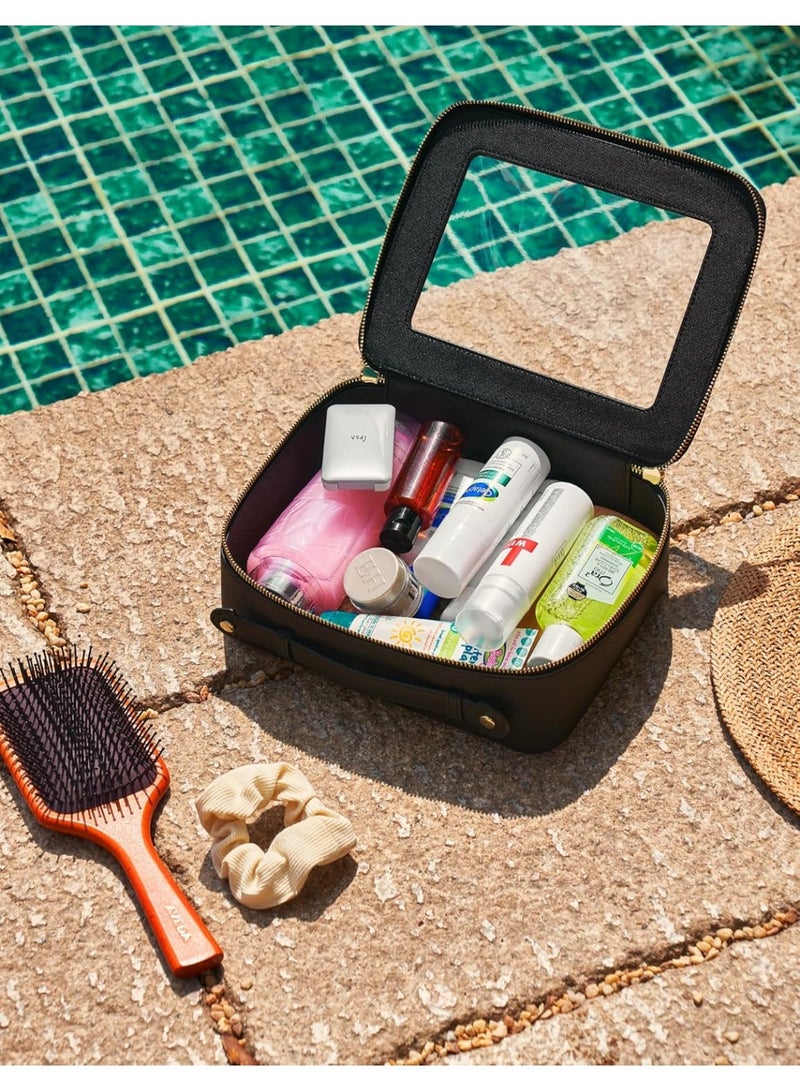 حقيبة تجميل ولوازم سفر شفافة كبيرة - منظف سفر واسع مع سحاب للمستحضرات والأساسيات - Image 3